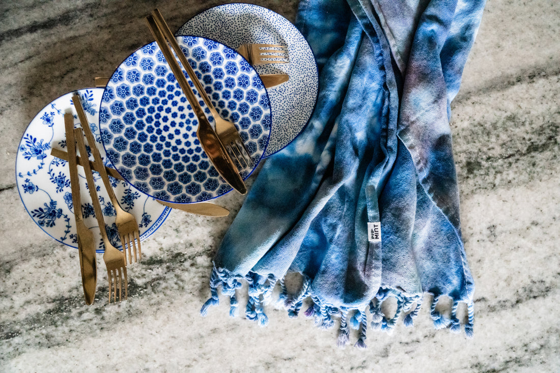 Set of 2 Tie-Dye Turkish Cotton Hand and Dish Towels