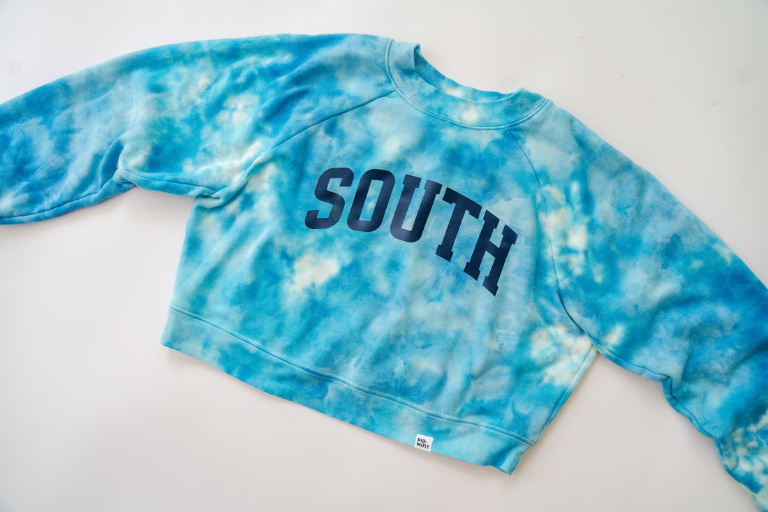 Tie Dyed Downers Grove North and South Crop, Crew and Hoodie Sweatshirts