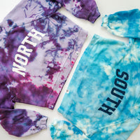Tie Dyed Downers Grove North and South Crop, Crew and Hoodie Sweatshirts