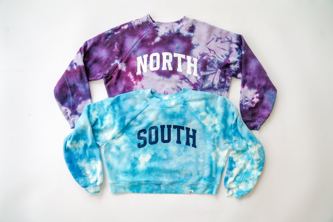 Tie Dyed Downers Grove North and South Crop, Crew and Hoodie Sweatshirts