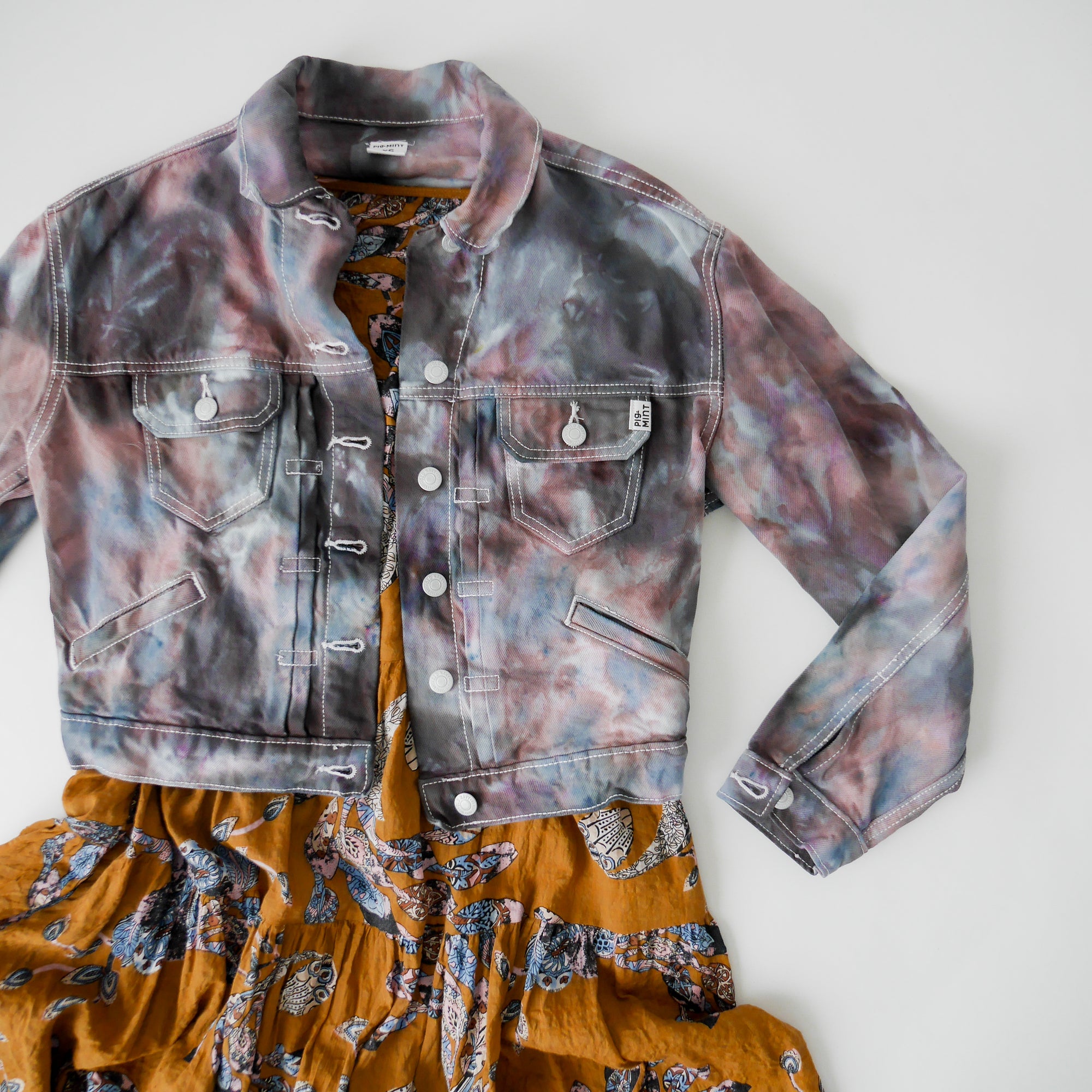 Women's Cropped Tie-Dye Denim Jacket